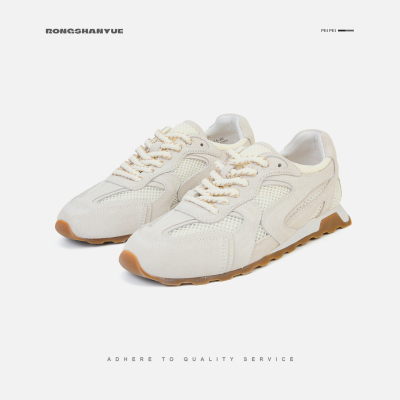 Rongshanyue复古牛反绒阿甘鞋女2025新款运动休闲鞋德训鞋B1222