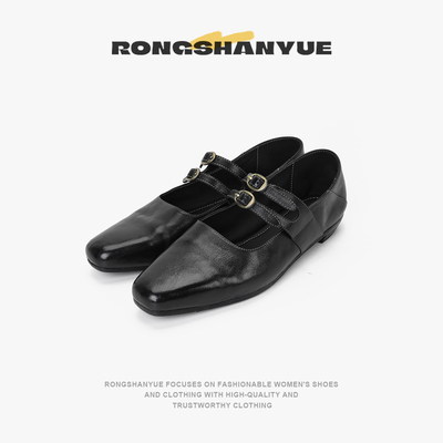 方头单鞋复古时尚浅口鞋2025新款英伦风百搭女鞋B1253