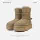 雪地靴女2025冬新款 保暖厚底皮带扣短筒骑士靴B1486
