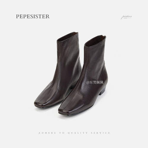 PEPESISTER【软云】法式优雅短靴女小方头内瘦瘦靴裸靴子B1721