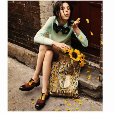 Rongshanyue英伦布洛克雕花皮鞋休闲鞋女厚底增高小皮鞋单鞋B1549