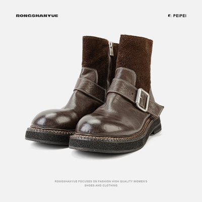 复古切尔西靴女2025冬季短靴加绒保暖雪地靴B1447