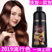 盖白发一洗彩染发剂2020流行色自己染栗棕酒红咖啡黑色纯植物女男