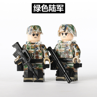 吃鸡人仔军事积木陆军玩具小兵人防暴特种兵警察模型拼装益智人偶