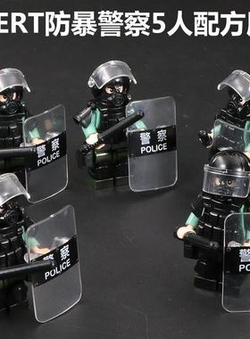 兼容益智城市STS防暴特警人仔武器军事拼装积木PTU香港警察枪模型