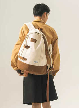 SteppyX COMBACK别注重磅帆布双肩包纯色休闲防泼水日系复古潮流