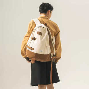 SteppyX COMBACK别注重磅帆布双肩包纯色休闲防泼水日系复古潮流