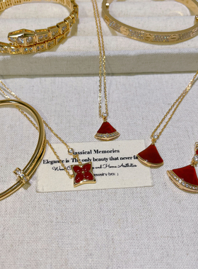 时尚轻奢小众锁骨链复古红项链