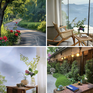 光影竹子室内风景背景墙古风宋氏禅意新中式东方美学高级感网红直播背景布3d立体壁纸画直播间场景布置