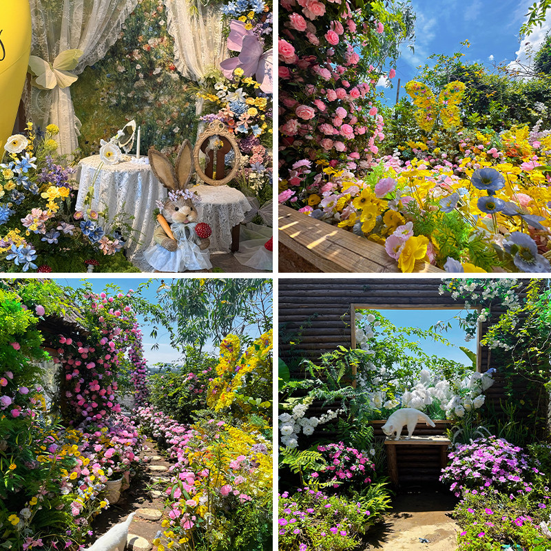 春日春天莫奈油画花园直播直播背景布3d立体壁纸画直播间场景布置高