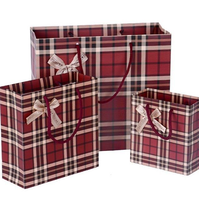 咖啡色深红色手提袋商务 袋底 纸袋格子礼品袋袋礼物  回礼