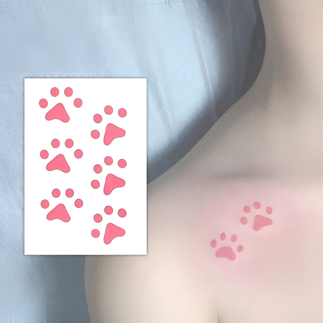 【派对装扮】温感变色猫爪纹身贴派对趣味装扮萌系少女日常穿搭