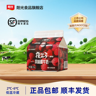 天天阳光树莓酸牛奶学生零食早餐奶覆盆子低温风味酸奶200g 12盒