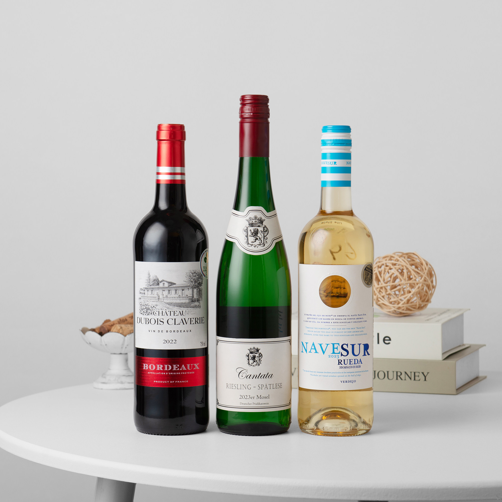 干型甜型尝鲜组合 法国德国西班牙口粮干红干白葡萄酒三支尝鲜装