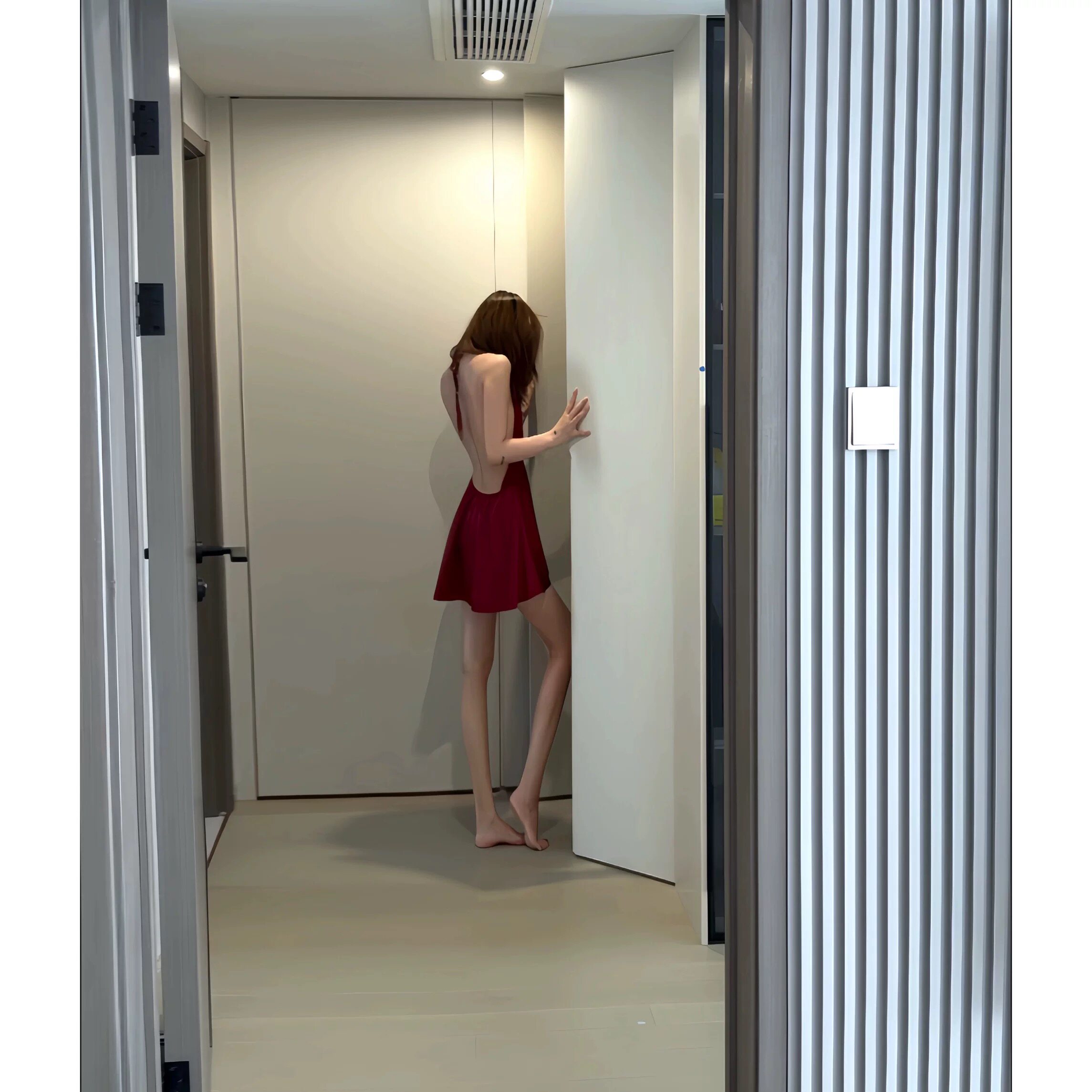 挂脖系带连衣裙女高腰露背吊带连衣裙性感v领松弛感睡裙连衣裙