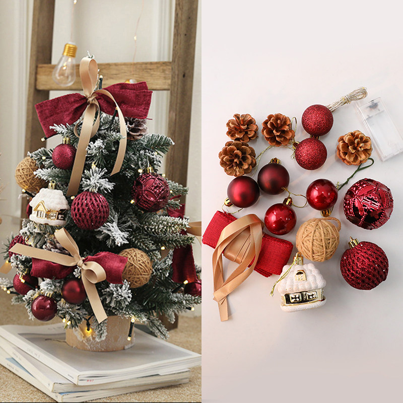 圣诞节小型圣诞树挂件装饰品套餐ins风diy挂饰道具场景氛围小摆件