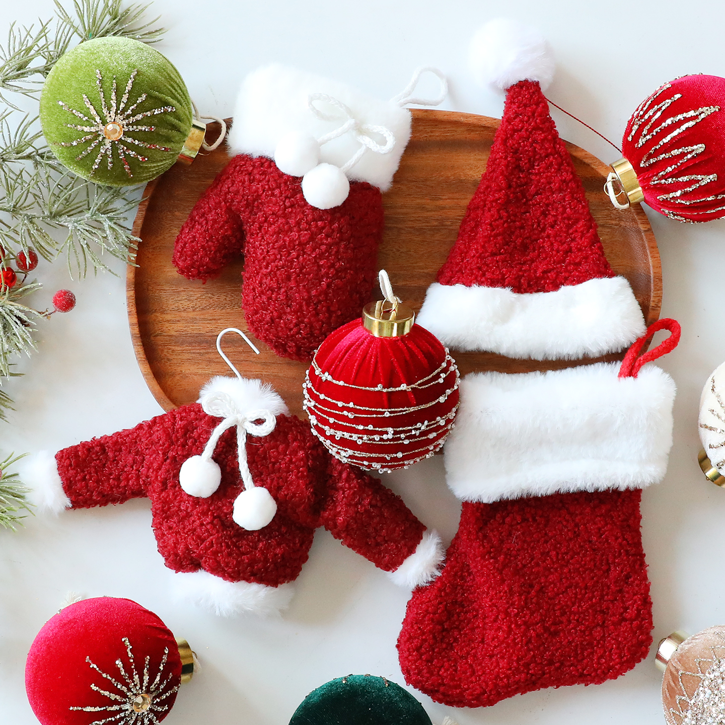 圣诞帽针织套装挂件圣诞树挂饰