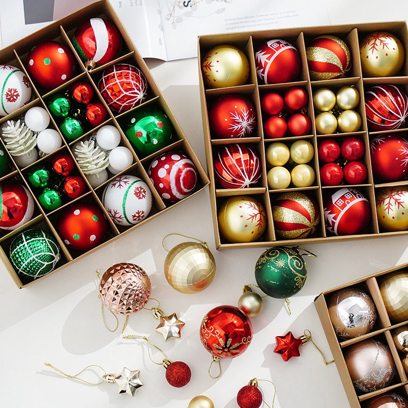 圣诞装饰品圣诞球吊饰创意节日装扮礼盒套餐ins风圣诞树挂饰挂件