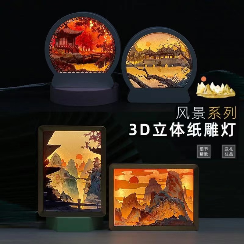 国潮风氛围小夜灯摆件创意工艺纪念礼品3D光影纸雕灯节日礼物|msdalam kategori bekalan perayaan/hadiah, cahaya, kreatif/lampu reka bentuk - dari Buy2taobao.com untuk memberikan perkhidmatan ejen Taobao profesional membeli