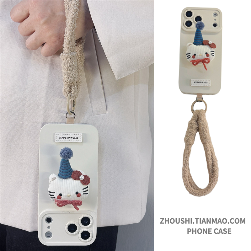 秋冬可爱猫咪支架毛绒挂绳适用vivo IQOO neo9/8/7/6/5手机壳pro高级感neo9s pro+软z9女新款turbo保护套Z10X