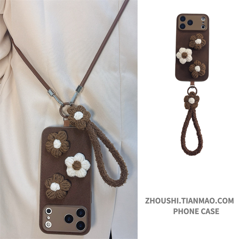秋冬简约花花毛绒挂绳适用三星s23/s24/s25/s22手机壳22PLUS高级感S25plus新款plus斜挎s25U手绳21U手绳女潮
