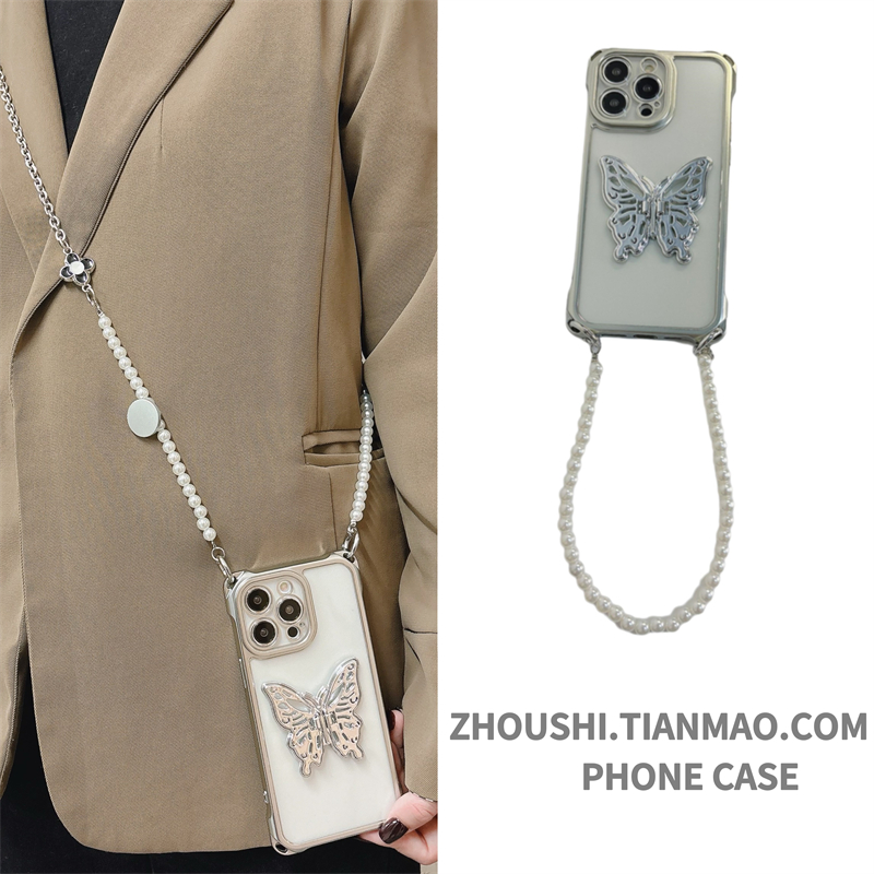 高级银色立体蝴蝶支架适用vivo IQOO neo9/8/7/6/5手机壳neo9s pro手链vivoz9高级感保护套女款高级手腕绳软