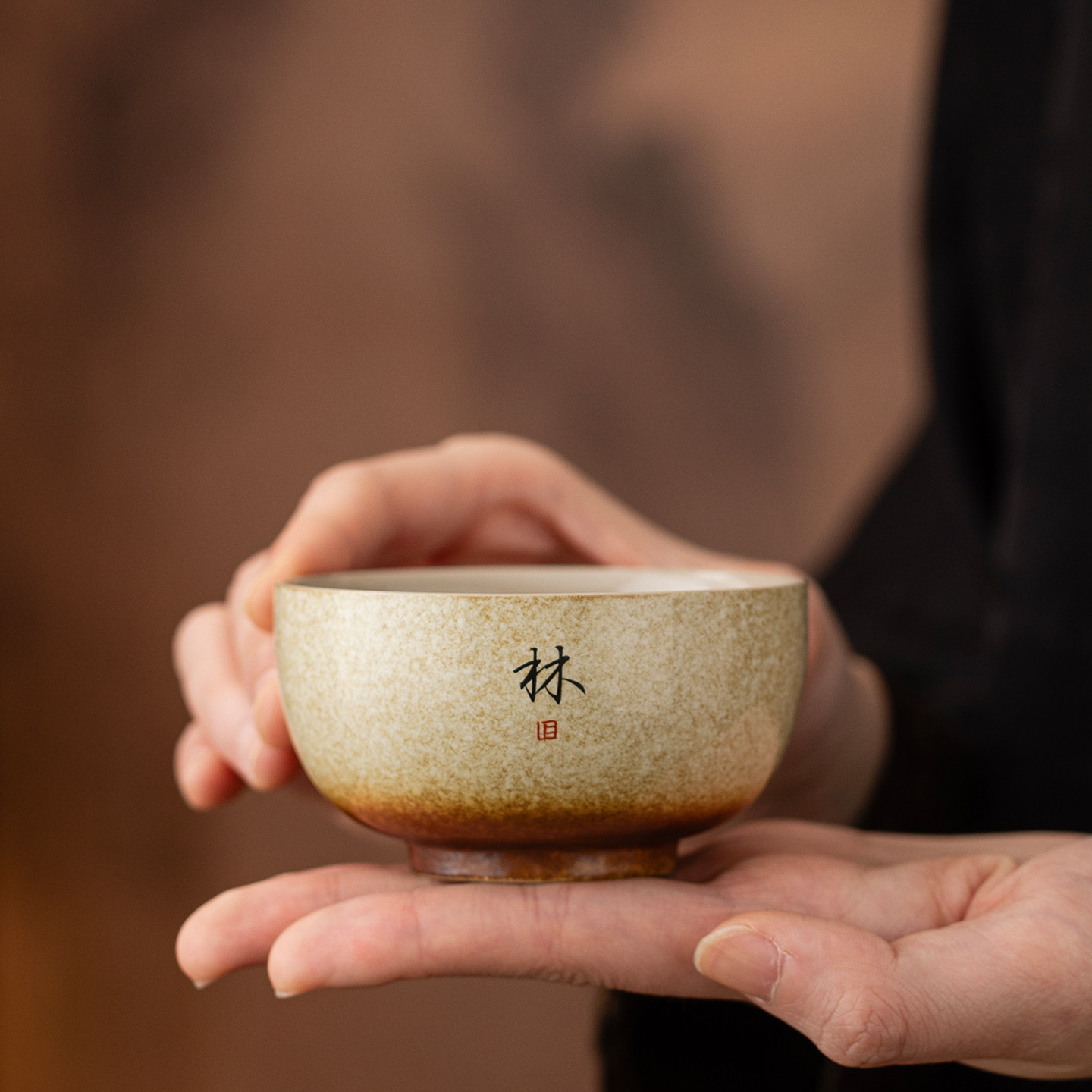 陶瓷茶杯大容量家用喝茶主人杯手写定制品茗杯窑变单杯个人专用