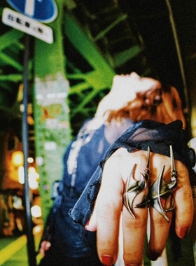 Without Me/IIIMIII黑画II系列暗黑高级感金属拼接异形戒指Karina