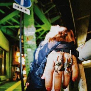 Without Me/IIIMIII黑画II系列暗黑高级感金属拼接异形戒指Karina