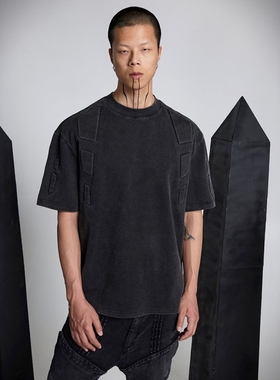 WithoutMe/ssin7 24SS“盾”立体拼接水洗做旧夏季短袖T恤