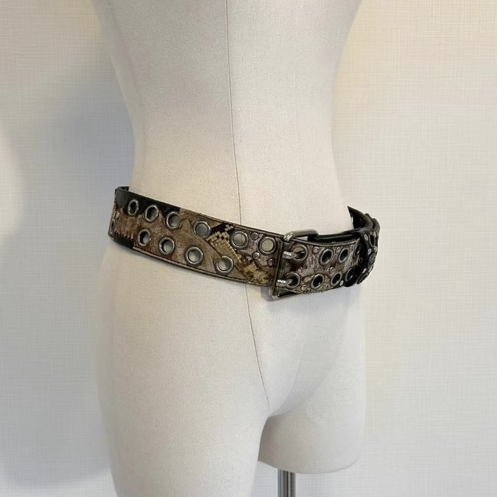 Without Me/蛇皮kmrii类纯手工质感百搭古早视觉系真皮带腰带复古