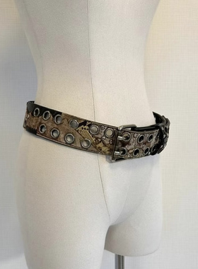 Without Me/蛇皮kmrii类纯手工质感百搭古早视觉系真皮带腰带复古