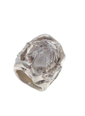 Without Me/ Disark新品暗黑喷砂银色做旧925纯银水晶戒指