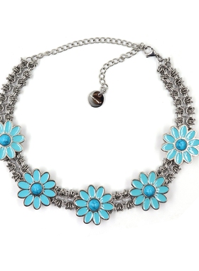 蓝松石雏菊叠戴原创设计颈链项链