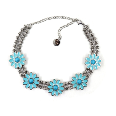 蓝松石雏菊叠戴原创设计颈链项链