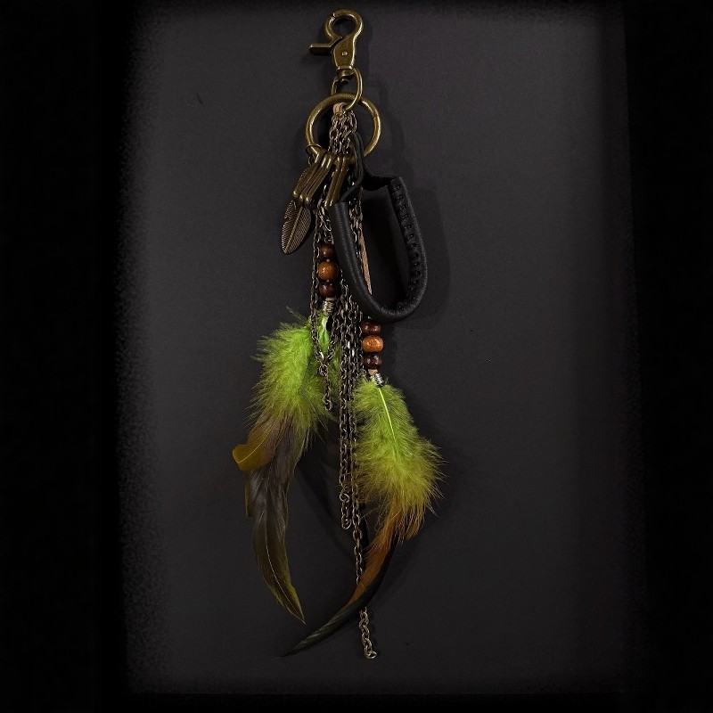 暗黑视觉系羽毛链挂件钥匙扣裤链