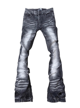 WithoutMe/VAMHRT水洗修身猫须压褶解构美式复古做旧微喇牛仔裤男