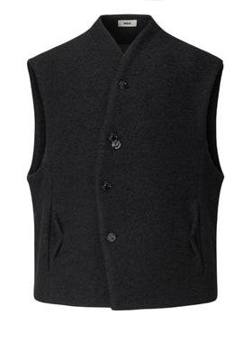 Without Me/MONBLACK 黑色羊毛马甲曲线开关无袖马甲上衣