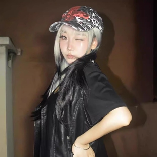 Without Me/NO PATIENT25ss 闪光血十字豹纹刷蜡涂成破坏棒球帽