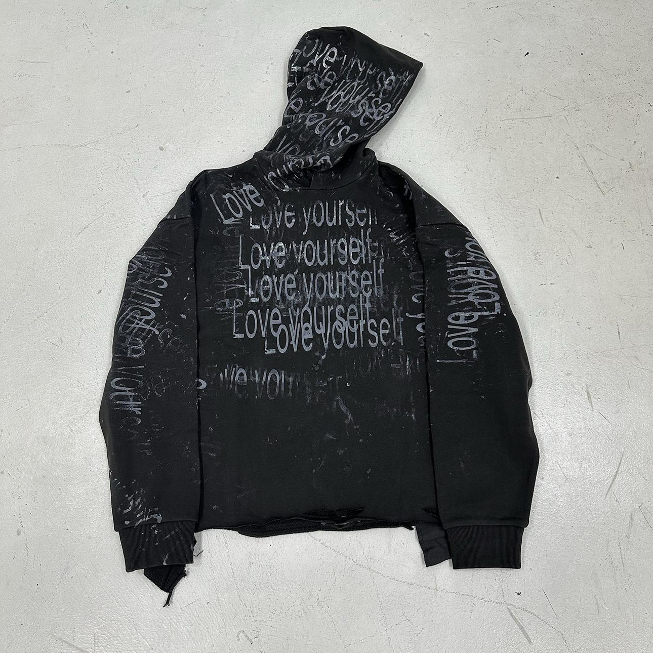 满印标语卫衣连帽廓形卫衣