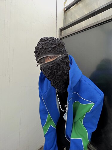 高弹性透气黑色针织先锋头套