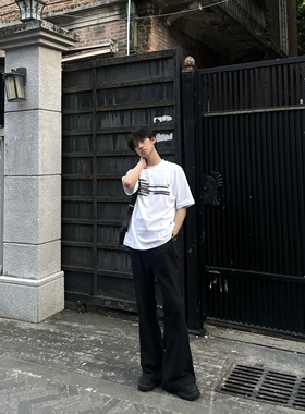 Without Me/ISANPARO Scrawl280g白色涂鸦自我介绍小领口纯棉短袖