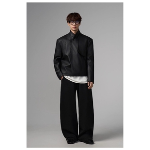 垫肩羽绒服PU皮衣夹克 INSOMNIA秋冬vibe风立领短款 Without