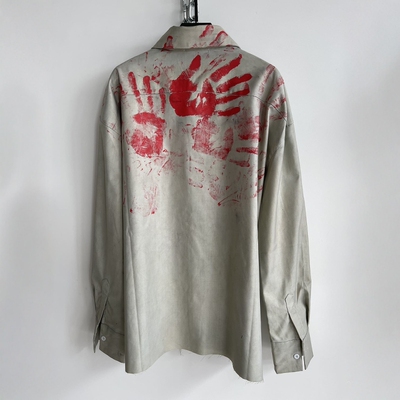 手工定制做旧宽松长袖水洗衬衫