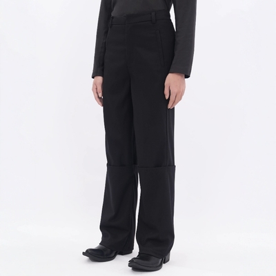 25AW黑色垂感翻折西裤长裤