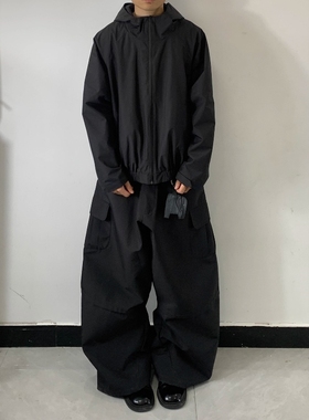 Without Me/Gottarelax Drop1 三防黑色插肩两片袖解构连帽冲锋衣