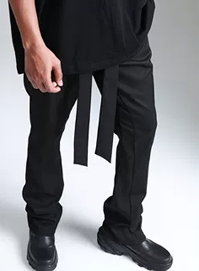 WithoutMe/ssin7廓形剪裁微喇垂感休闲百搭飘带西裤长裤