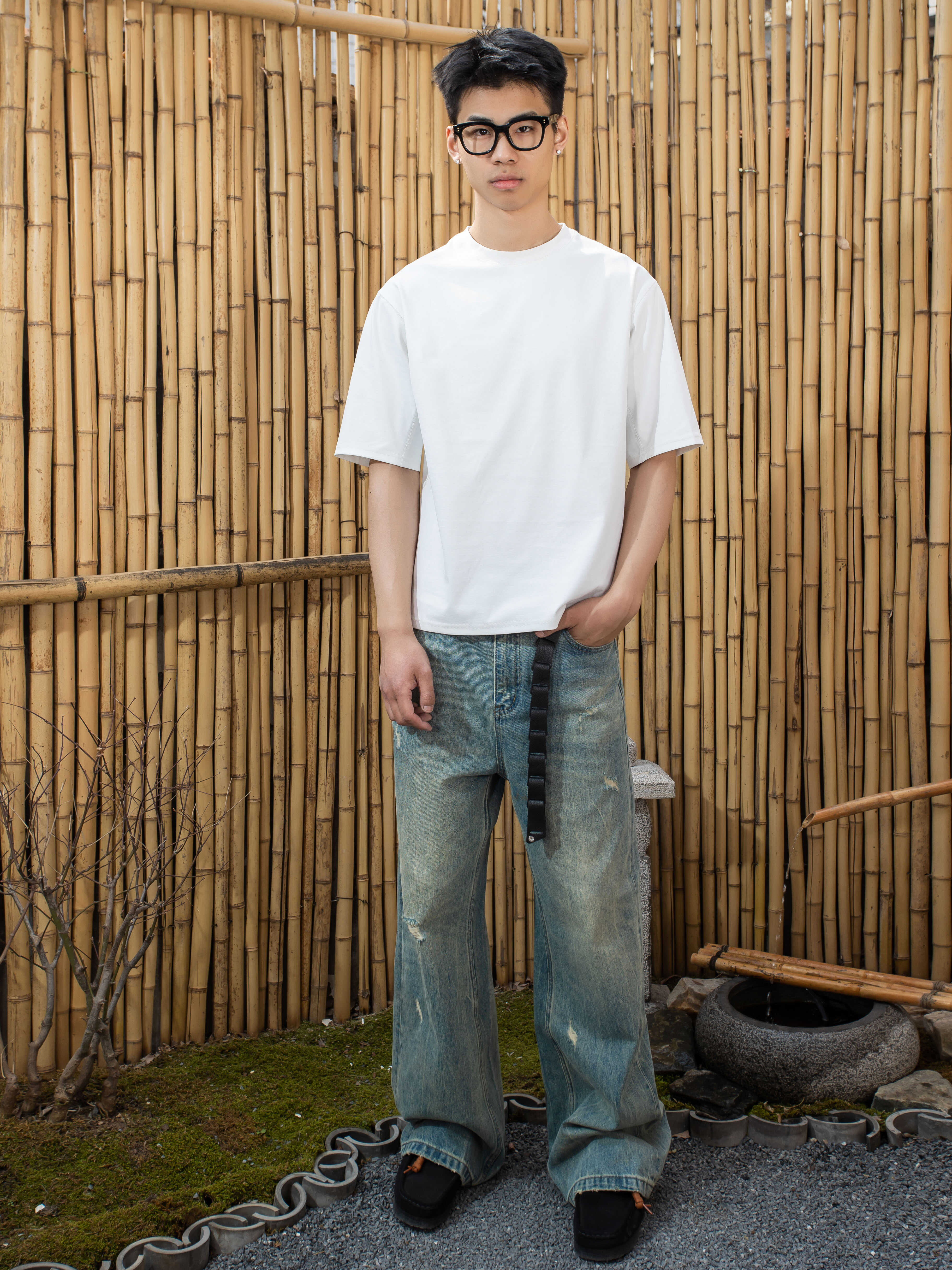 复古水洗猫须牛仔裤Amalgamation