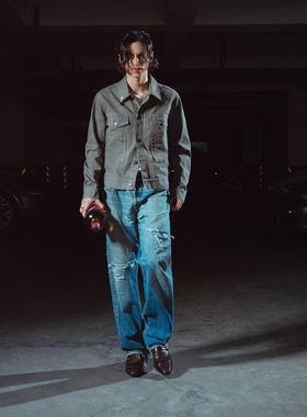 Without Me/RICHILL MELANCHOLY 25AW复古刀割水洗宽松直筒牛仔裤