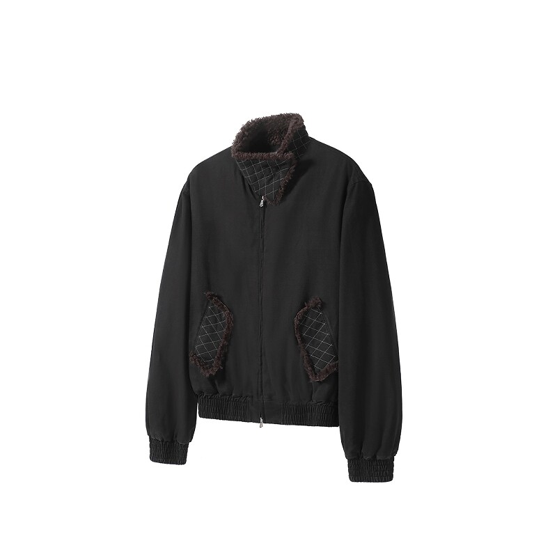 Without Me/TZ killer 毛绒立领翻领夹克 美式复古洗水秋冬棉服